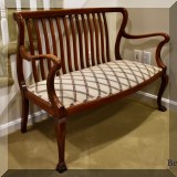 F35. Antique upholstered bench. 32”h x 45”w x 23”d - $250
